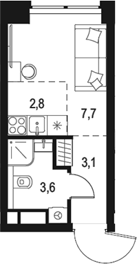 Планировка — Левел Звенигородская, Студия, 17 м²