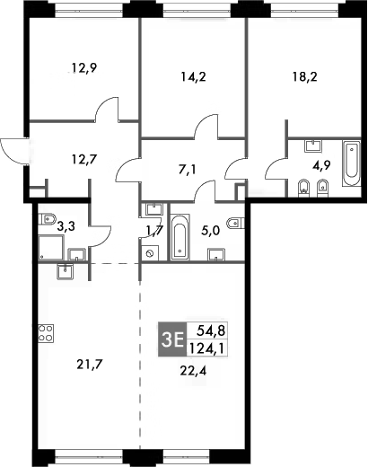 Планировка — Sydney Prime, 4-комн., 128 м²