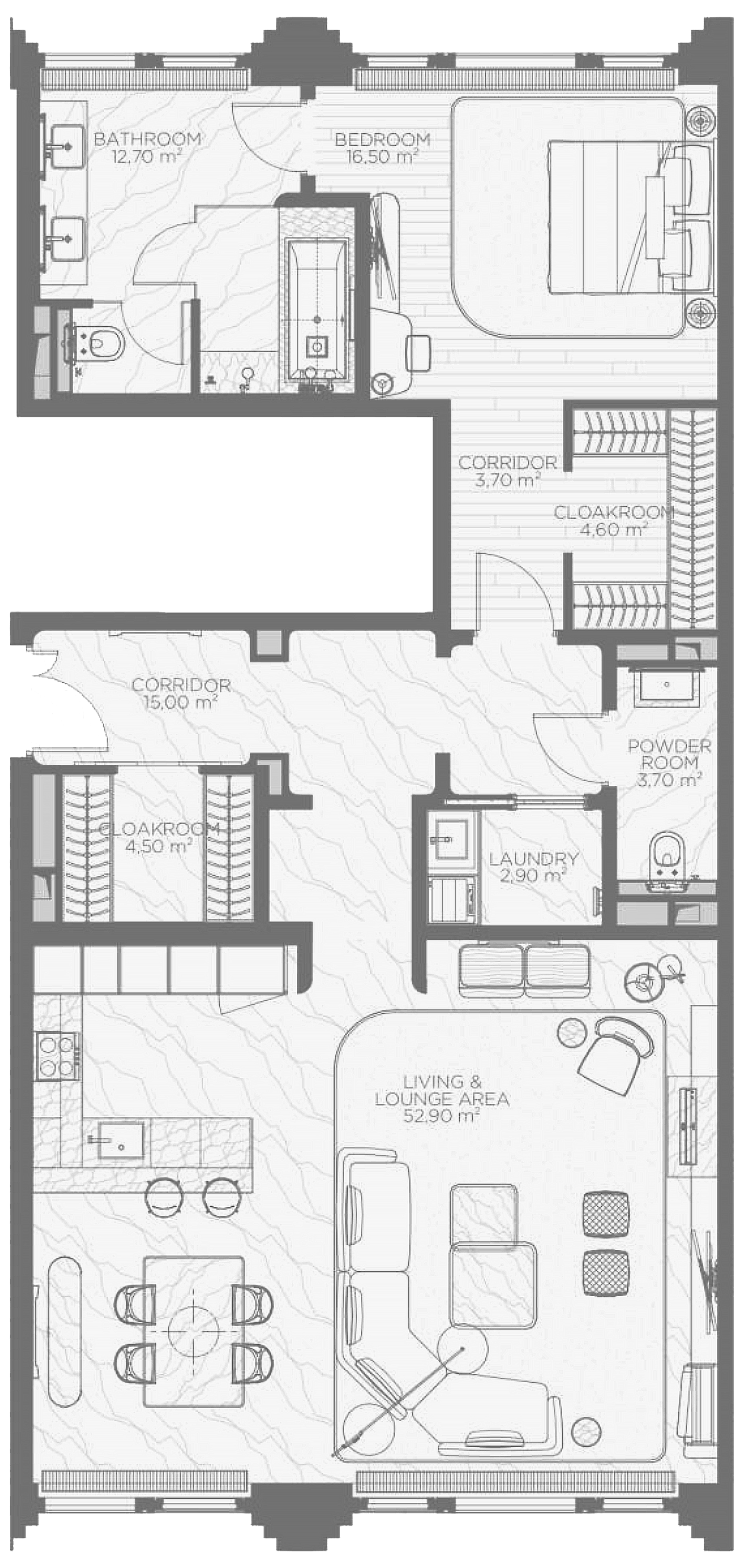 Планировка — Николь, 1-комн., 115 м²