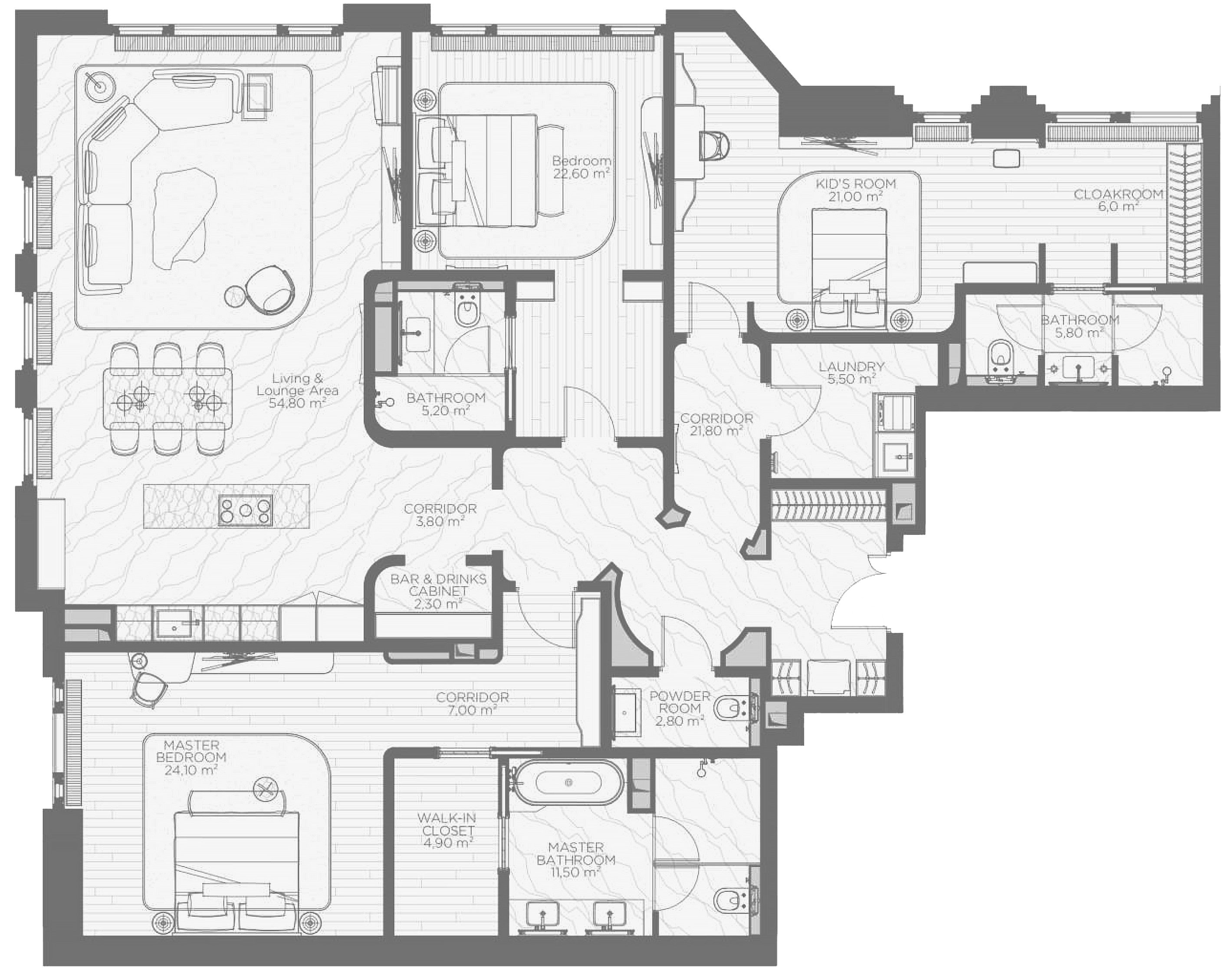 Планировка — Николь, 3-комн., 195 м²