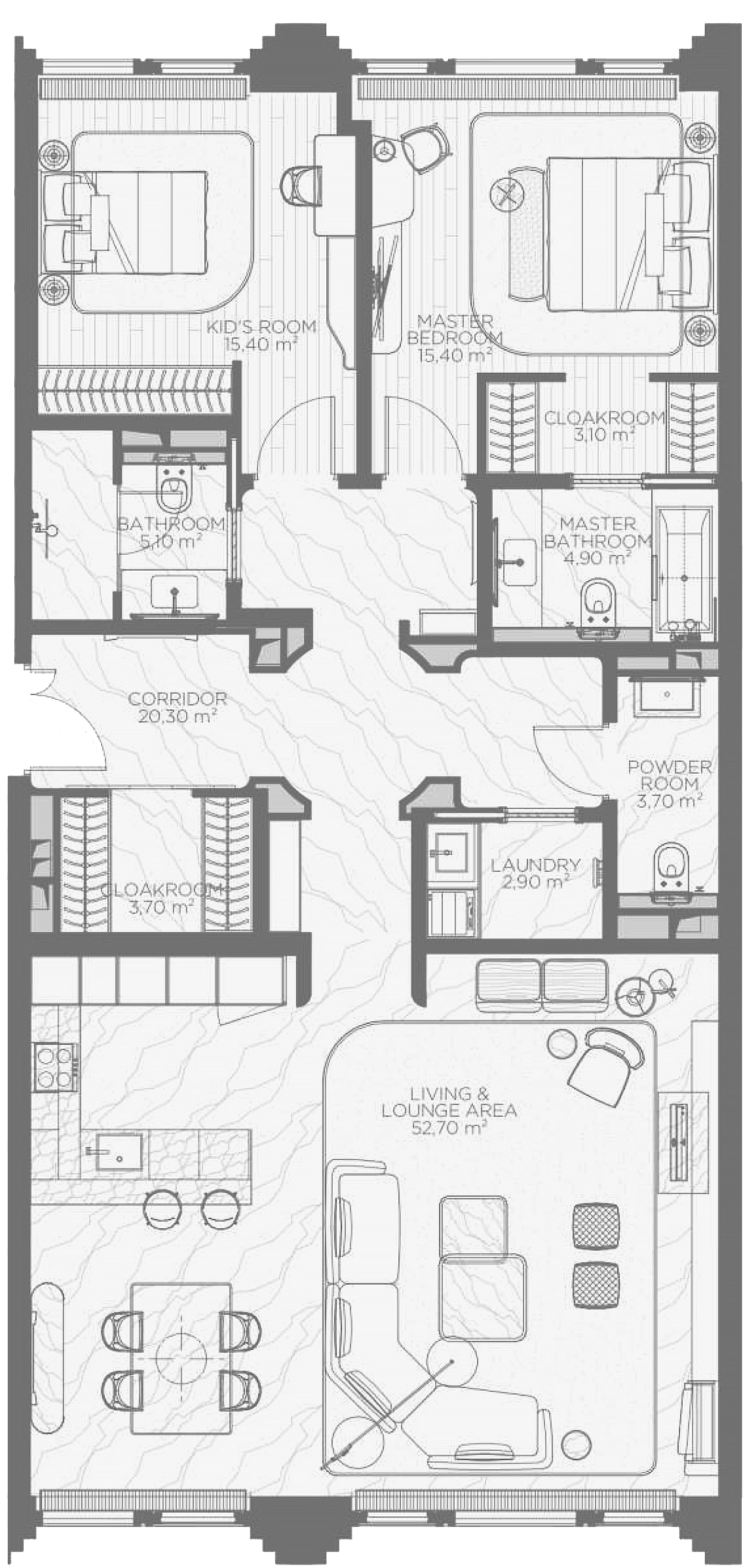 Планировка — Николь, 2-комн., 130 м²
