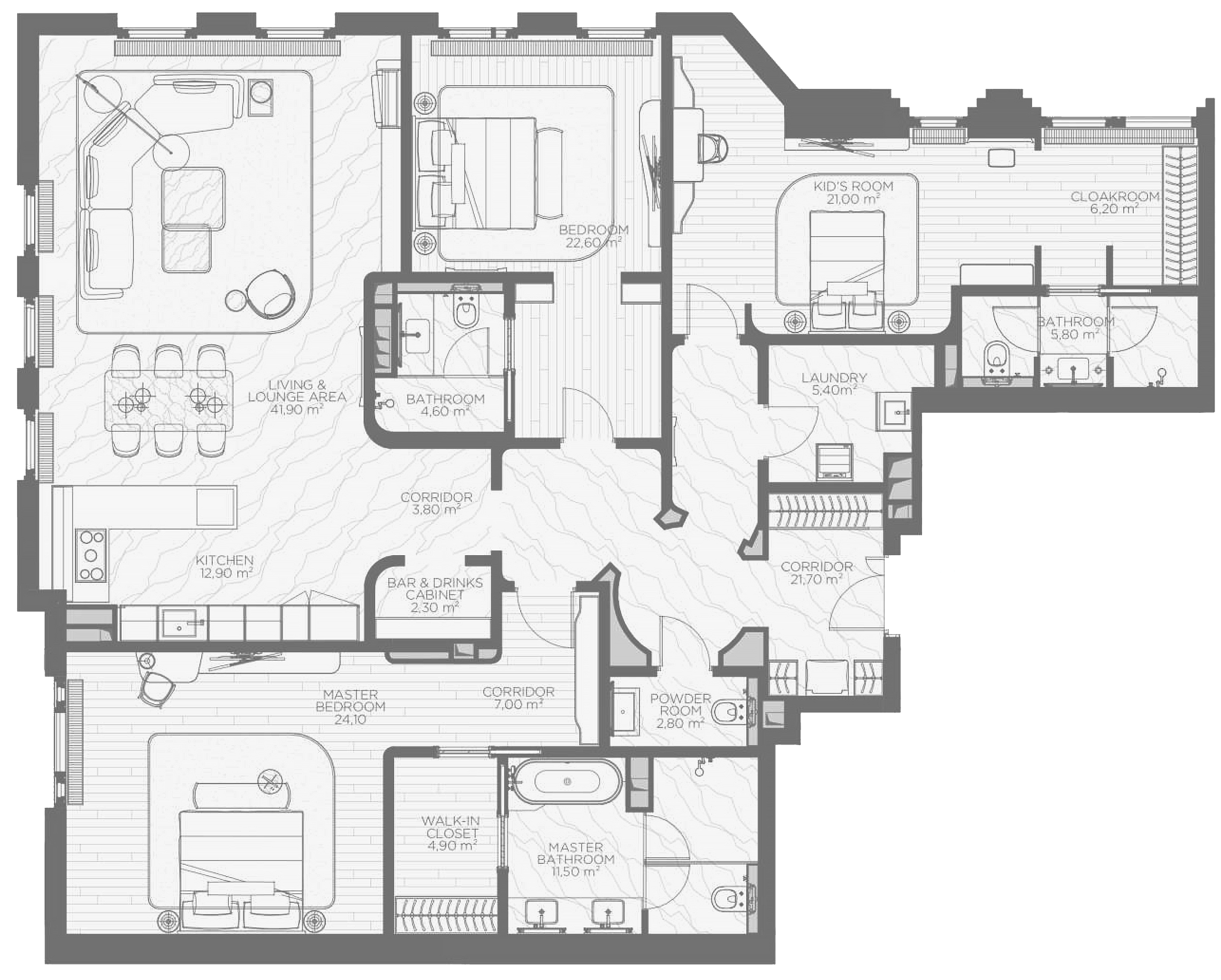 Планировка — Николь, 3-комн., 199 м²
