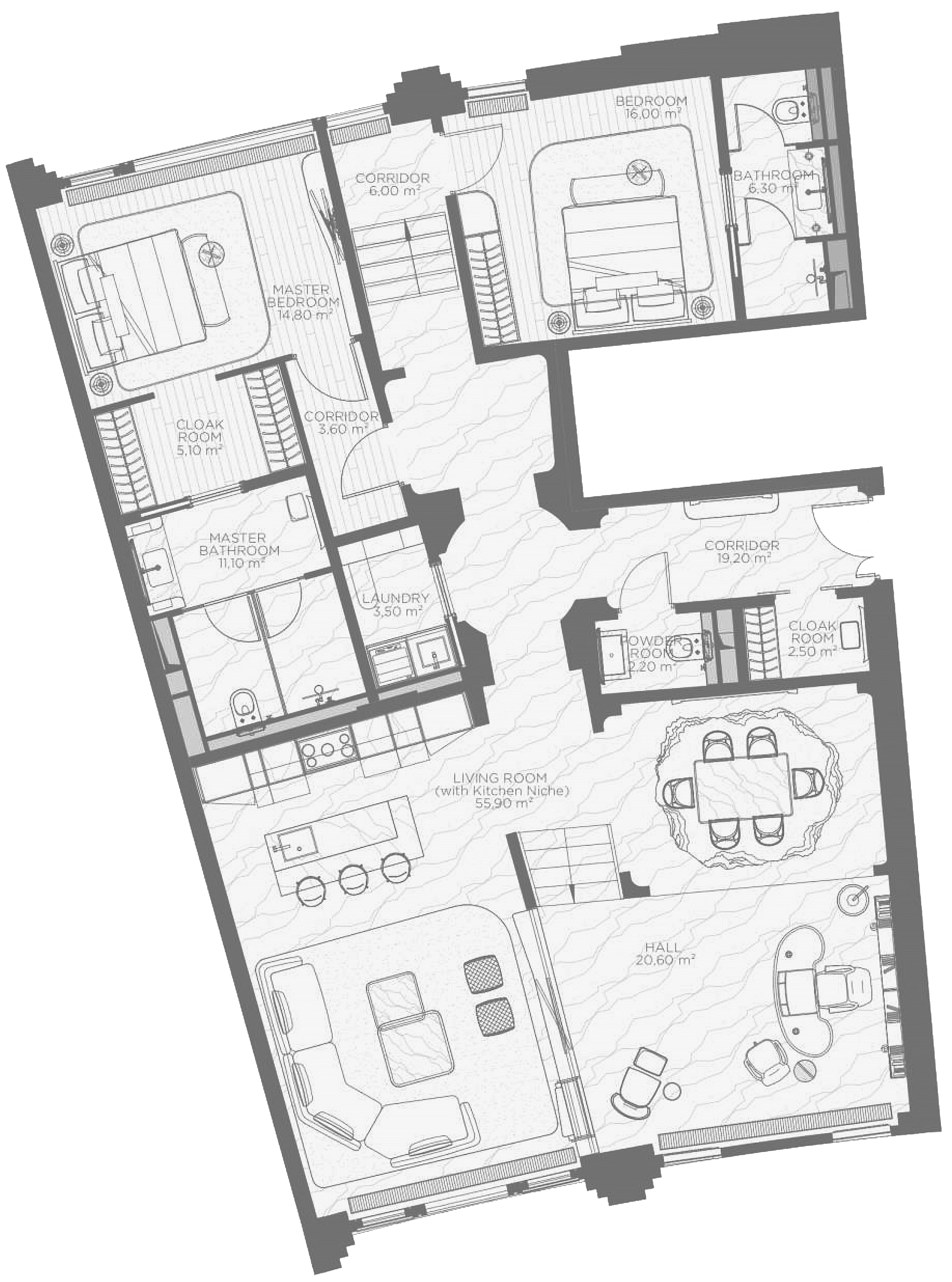 Планировка — Николь, 2-комн., 164 м²