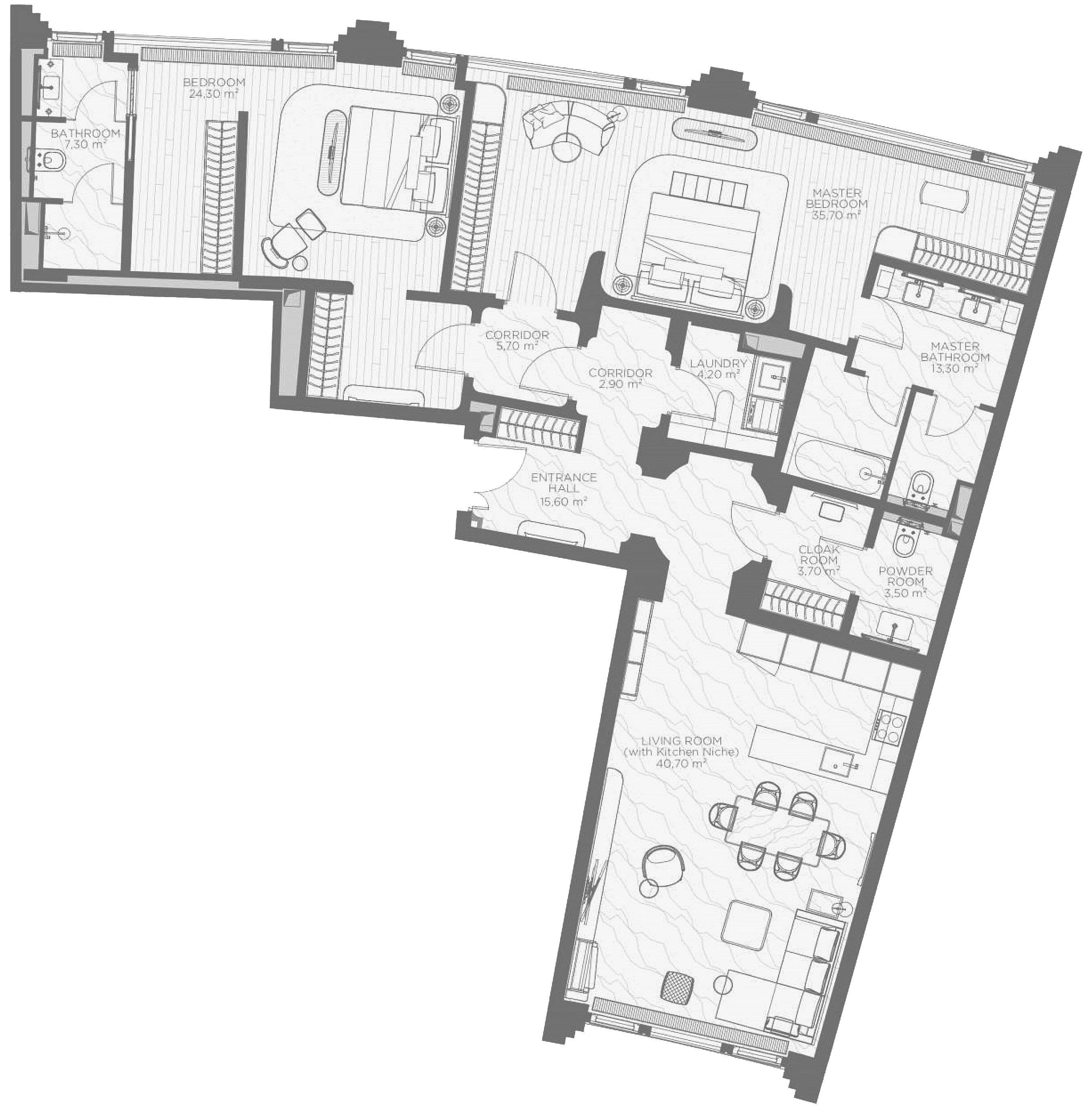 Планировка — Николь, 2-комн., 158 м²