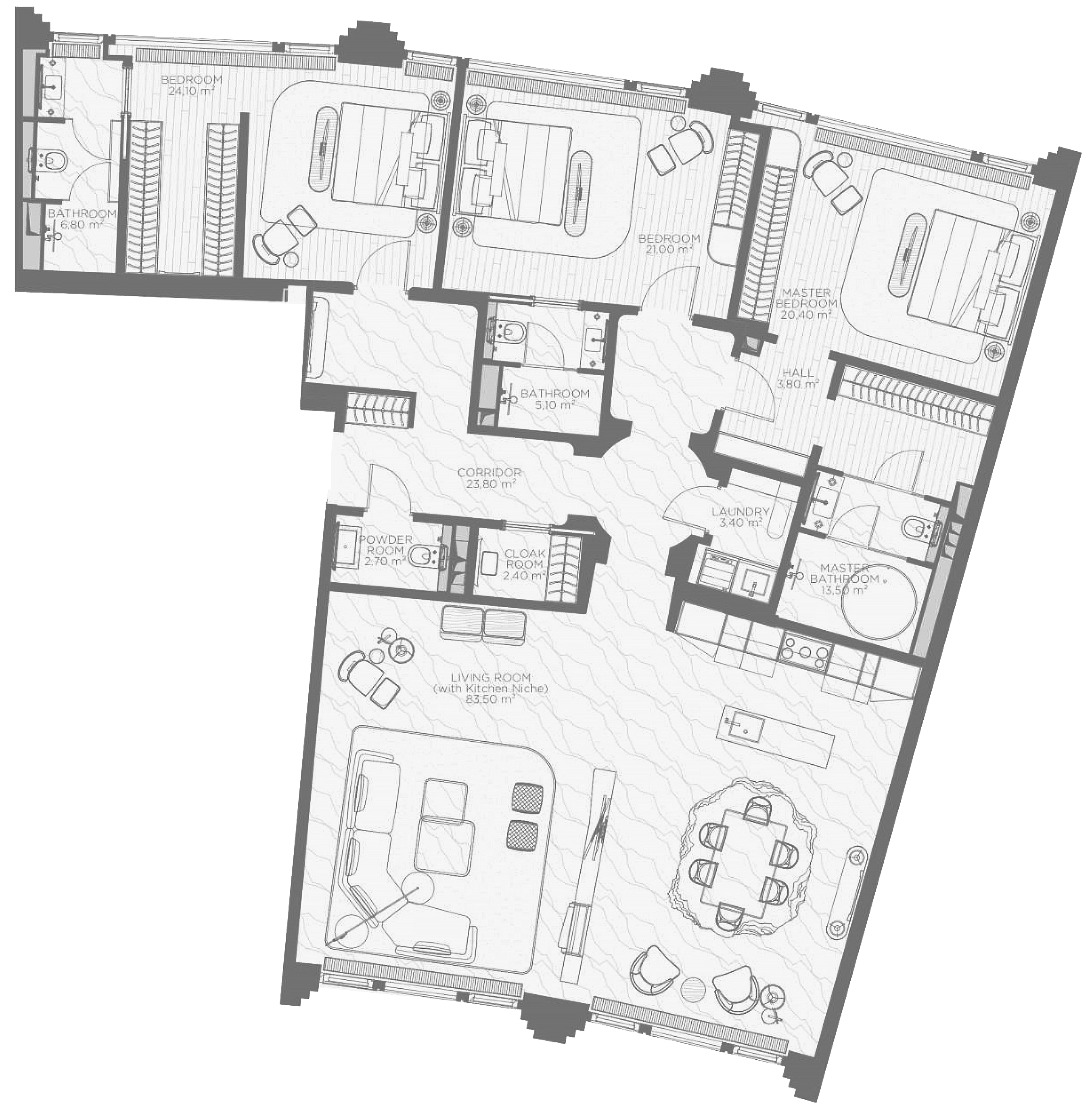 Планировка — Николь, 3-комн., 206 м²
