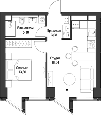 Планировка — Феймос, 2-комн., 41 м²