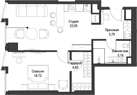 Планировка — Феймос, 2-комн., 54 м²