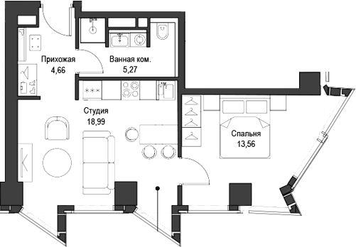 Планировка — Феймос, 2-комн., 42 м²