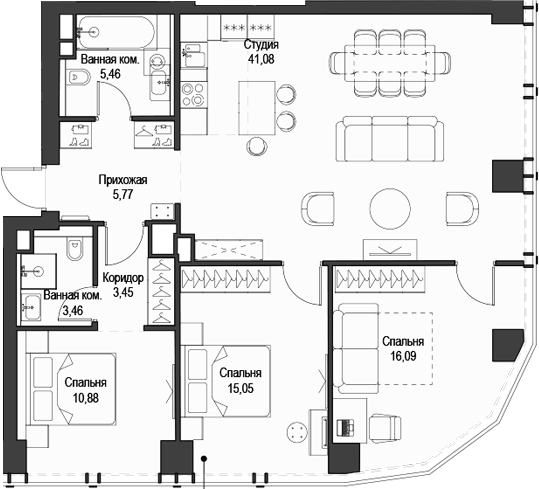 Планировка — Феймос, 4-комн., 101 м²