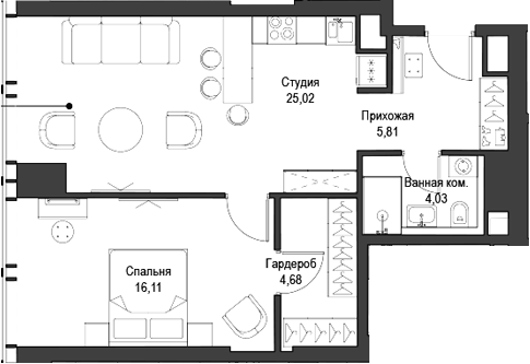 Планировка — Феймос, 2-комн., 56 м²
