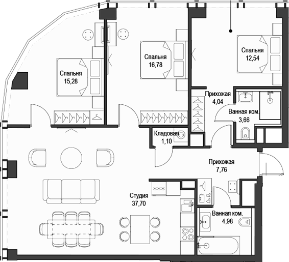 Планировка — Феймос, 4-комн., 104 м²
