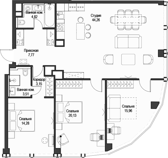 Планировка — Феймос, 4-комн., 115 м²