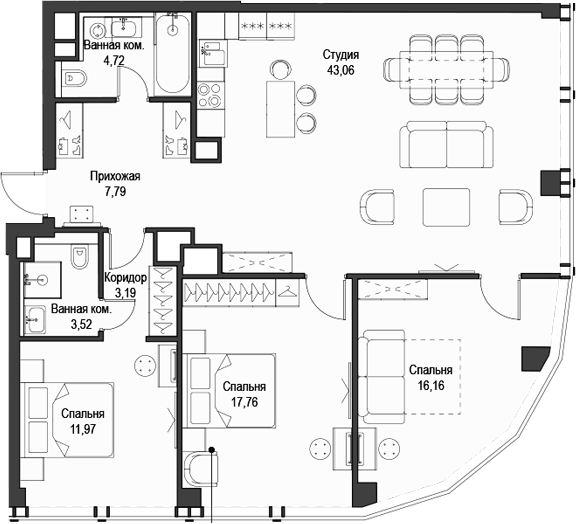 Планировка — Феймос, 4-комн., 108 м²