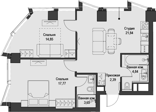 Планировка — Феймос, 3-комн., 65 м²