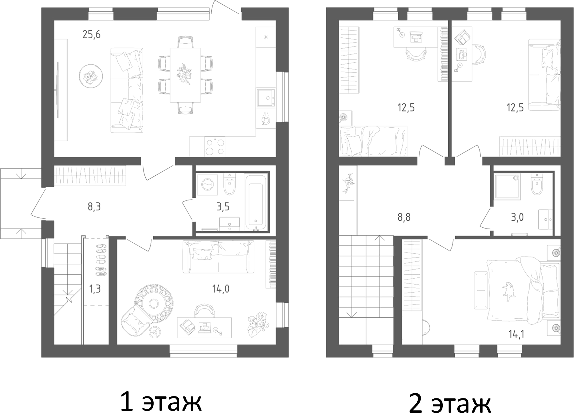 Планировка — Коттеджный поселок Пушкино Дом у воды, 4-комн., 122 м²