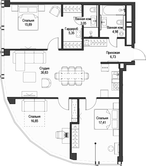 Планировка — Феймос, 4-комн., 101 м²