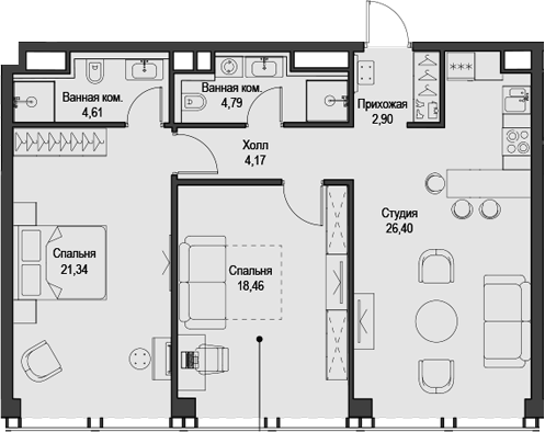 Планировка — Феймос, 3-комн., 83 м²