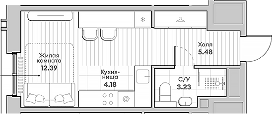 Планировка — Среда на Кутузовском, Студия, 25 м²