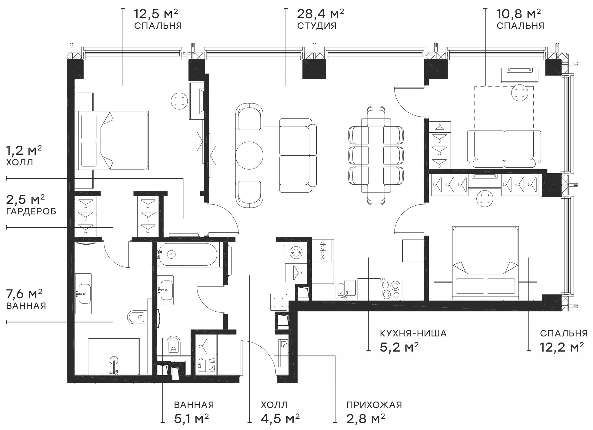 Планировка — Симфония 34, 4-комн., 93 м²