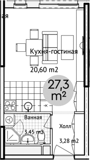 Планировка — Адрес, Студия, 27 м²