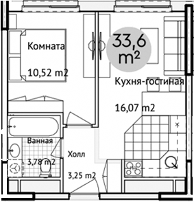Планировка — Адрес, 2-комн., 34 м²