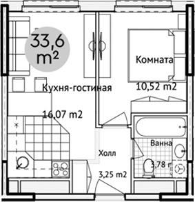 Планировка — Адрес, 2-комн., 34 м²