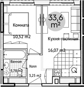 Планировка — Адрес, 2-комн., 34 м²