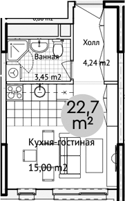 Планировка — Адрес, Студия, 23 м²
