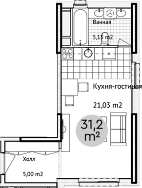 Планировка — Адрес, Студия, 31 м²