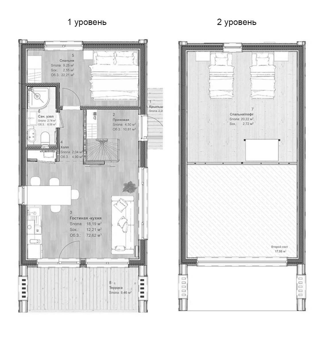 Планировка — Коттеджный поселок Грин Лаундж. EN DEVELOPMENT, 2-комн., 69 м²
