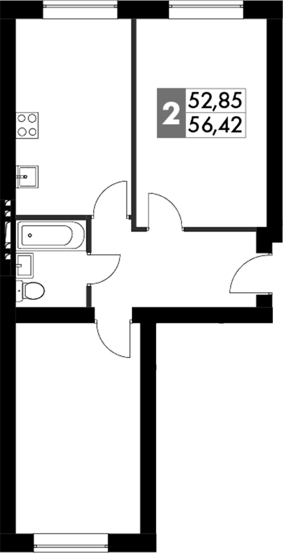 Планировка — Парк Апрель, 2-комн., 56 м²