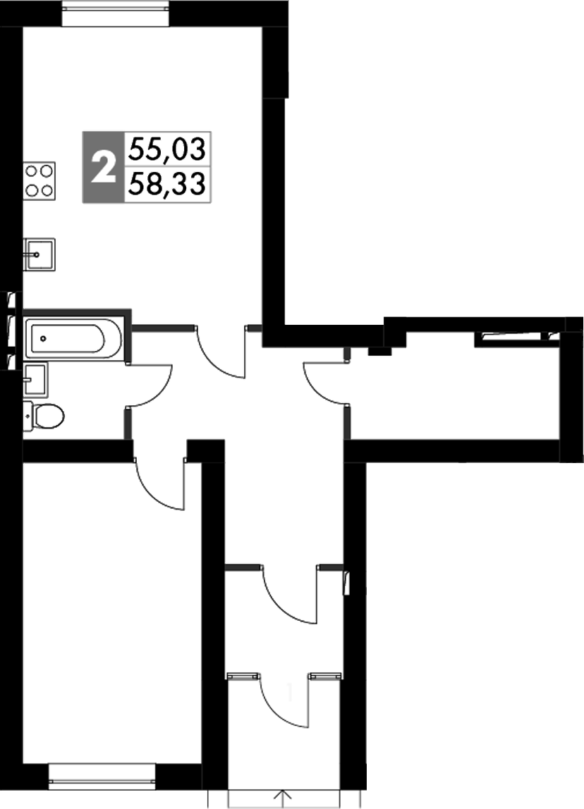 Планировка — Парк Апрель, 2-комн., 61 м²