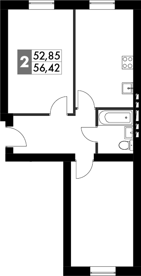 Планировка — Парк Апрель, 2-комн., 56 м²