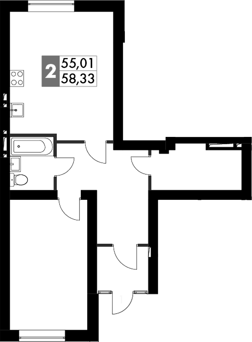 Планировка — Парк Апрель, 2-комн., 61 м²