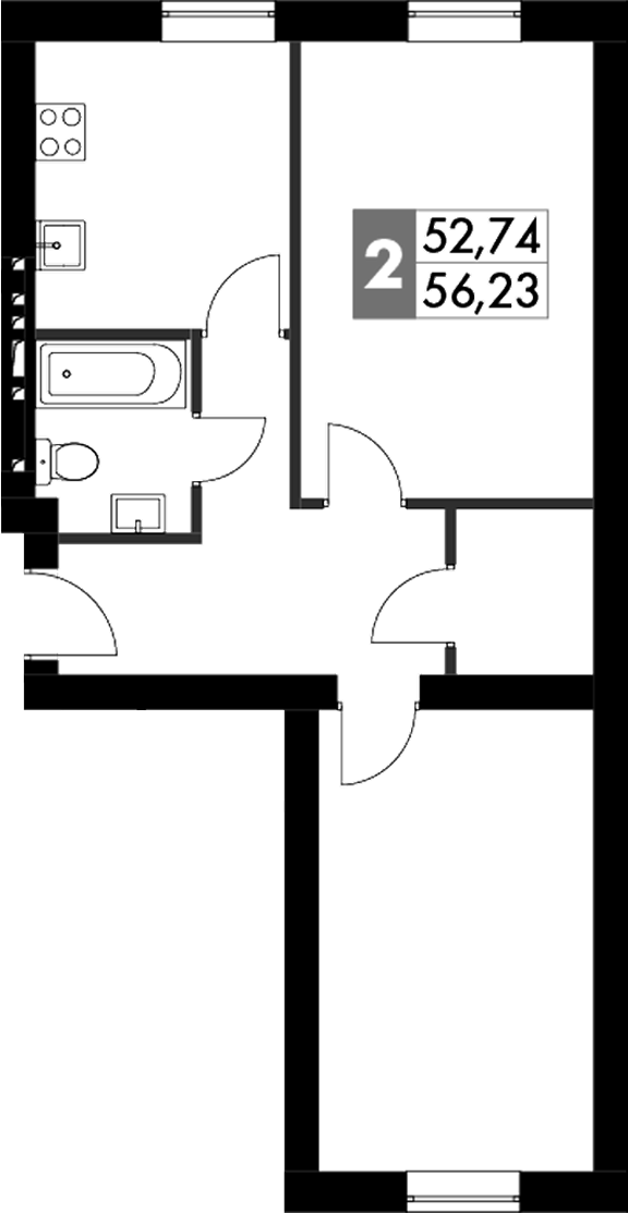 Планировка — Парк Апрель, 2-комн., 56 м²