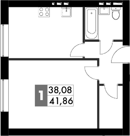 Планировка — Парк Апрель, 1-комн., 42 м²