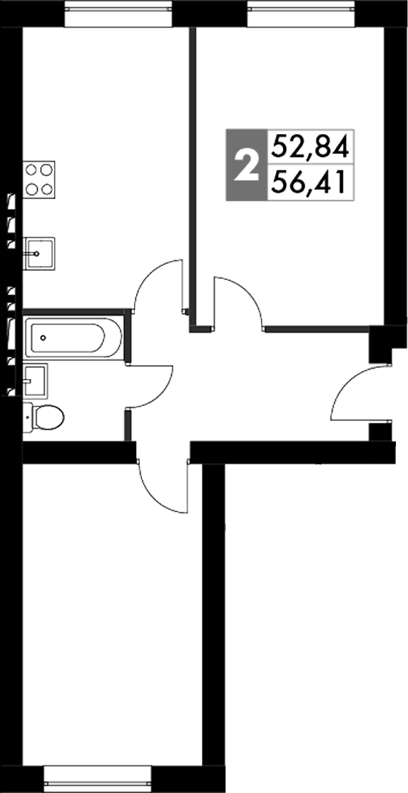 Планировка — Парк Апрель, 2-комн., 56 м²