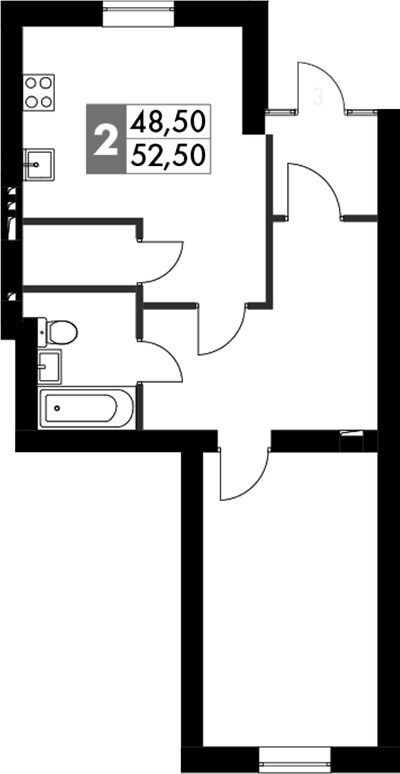 Планировка — Парк Апрель, 2-комн., 55 м²