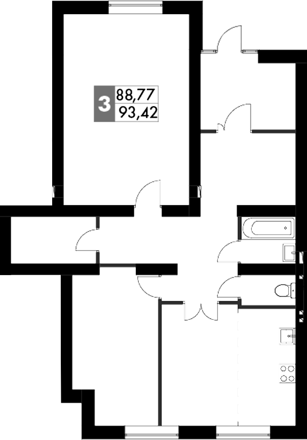 Планировка — Парк Апрель, 3-комн., 98 м²