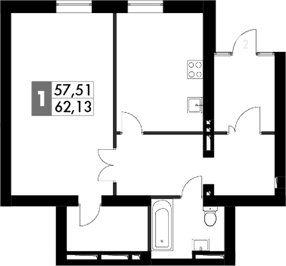 Планировка — Парк Апрель, 1-комн., 68 м²