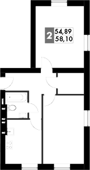 Планировка — Парк Апрель, 2-комн., 58 м²