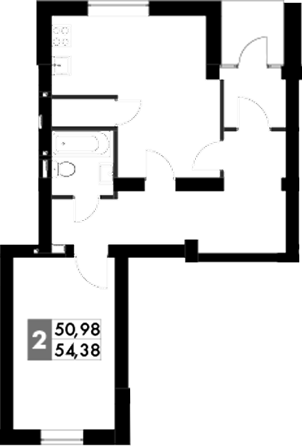 Планировка — Парк Апрель, 2-комн., 58 м²