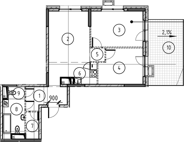 Планировка — Foreville, 2-комн., 64 м²