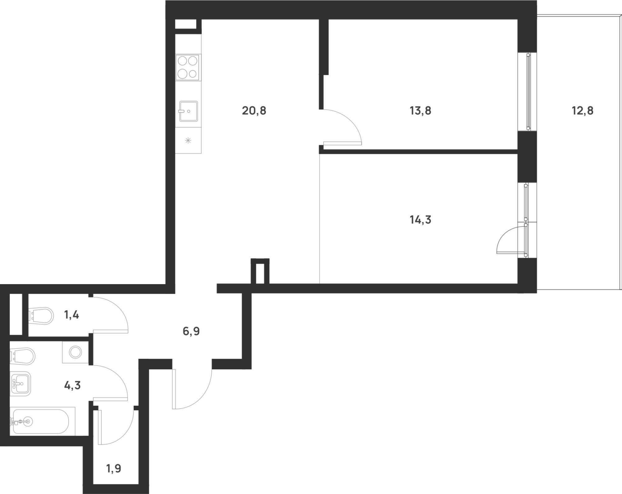 Планировка — Foreville, 2-комн., 63 м²