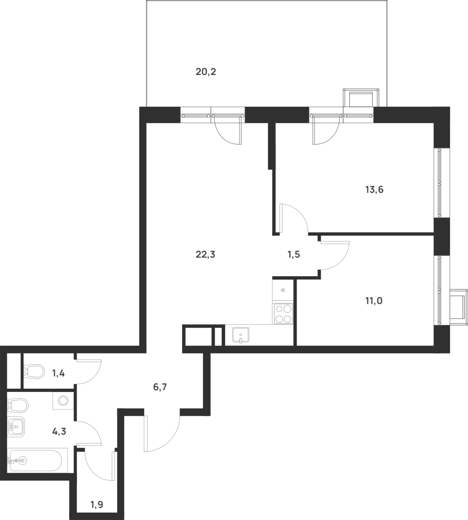 Планировка — Foreville, 2-комн., 63 м²