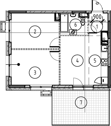 Планировка — Foreville, 2-комн., 50 м²