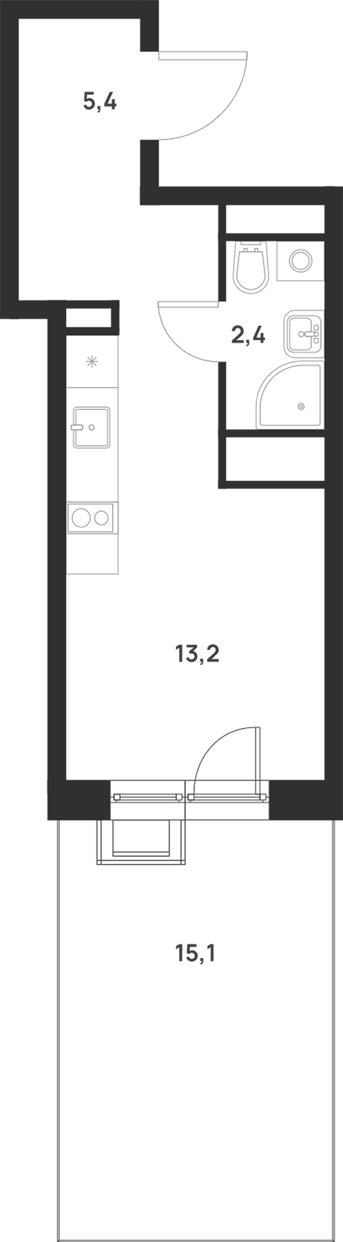 Планировка — Foreville, Студия, 21 м²