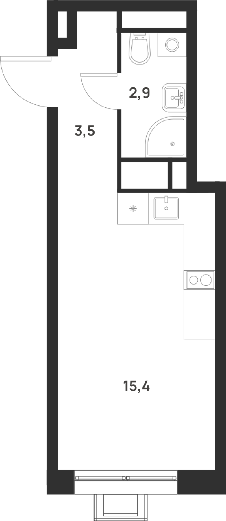 Планировка — Foreville, Студия, 22 м²