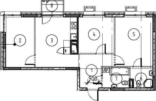 Планировка — Foreville, 3-комн., 66 м²