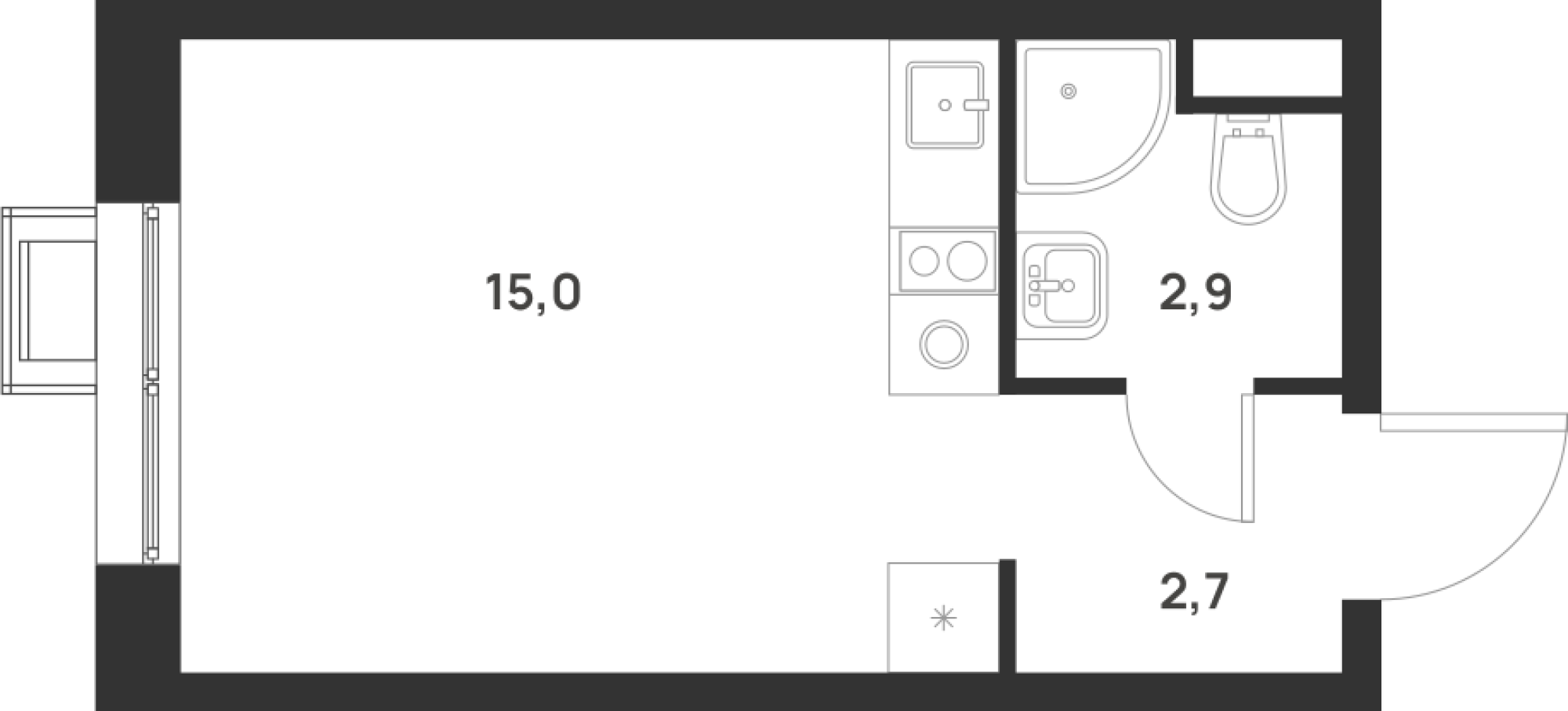 Планировка — Foreville, Студия, 21 м²